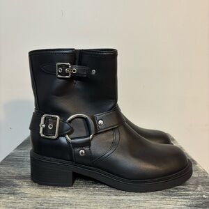 NWT Universal Thread Black Moto Boots | Womens Sz 10